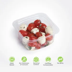 12 oz. Deli Container. Crystal Clear. PLA. 675/Case