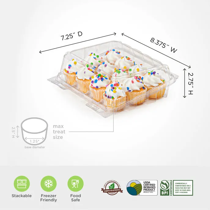 12-pack 2.5 Mini Cupcake & Muffin Package. Crystal Clear. PLA. 225/Case