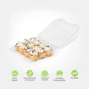 12-pack 2.5 Mini Cupcake & Muffin Package. Crystal Clear. PLA. 225/Case