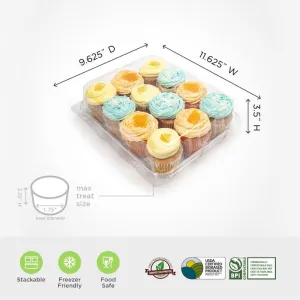 12-pack 3.25 Classic Cupcake & Muffin Package. Crystal Clear. PLA. 100/Case