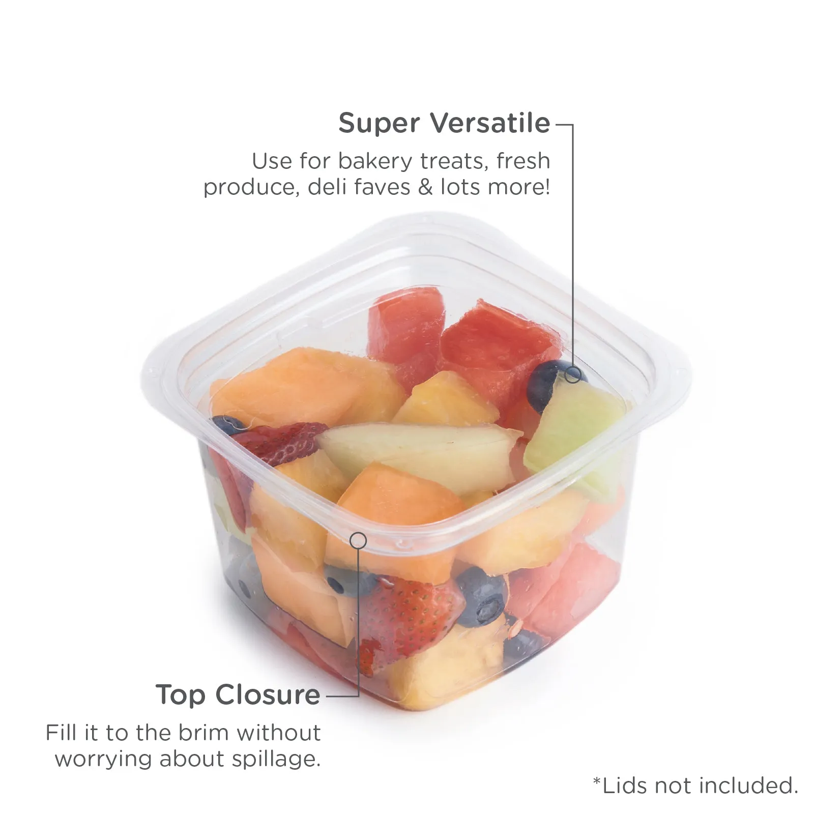16 oz. Deli Container. Crystal Clear. PLA. 675/Case