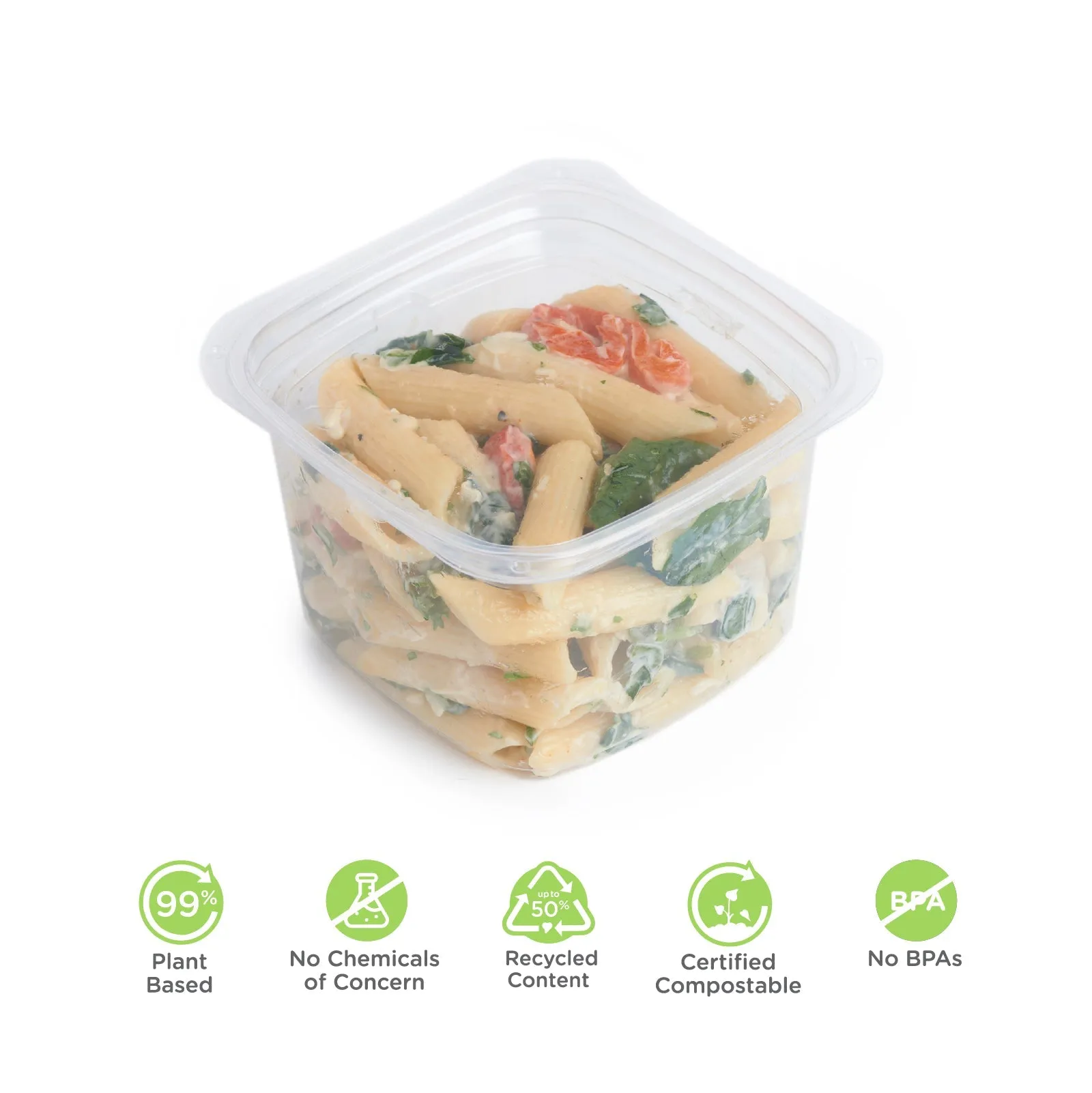 16 oz. Deli Container. Crystal Clear. PLA. 675/Case