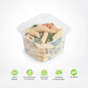 16 oz. Deli Container. Crystal Clear. PLA. 675/Case