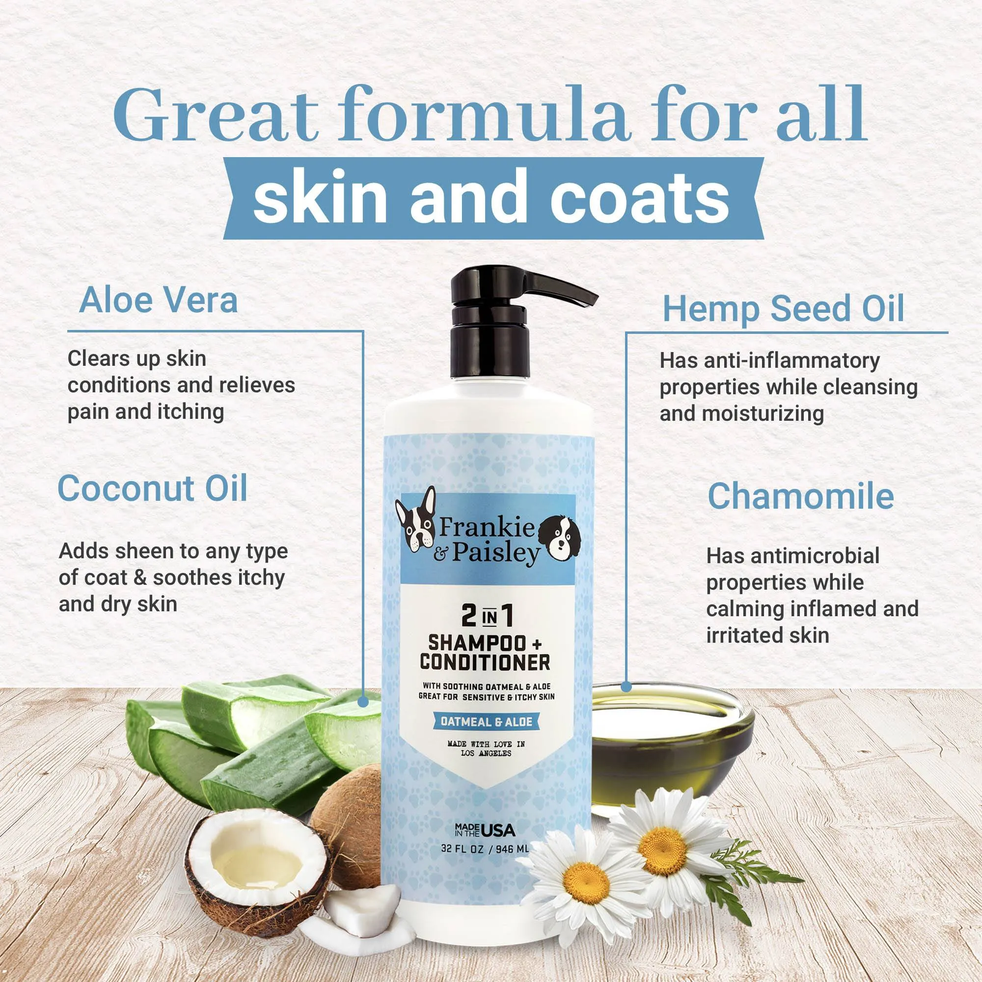 2-in-1 Shampoo   Conditioner Oatmeal & Aloe - 32oz by  Los Angeles Brands