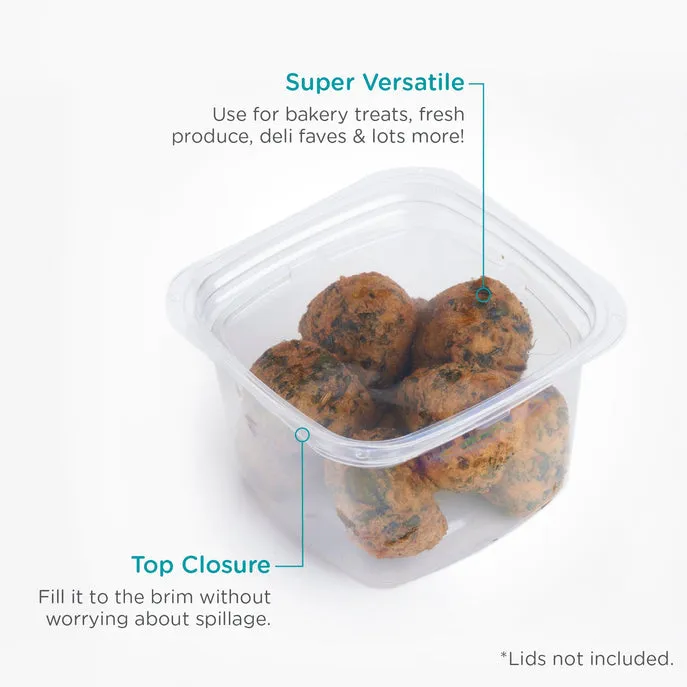 24 oz. Deli Container. Crystal Clear. PLA. 675/Case