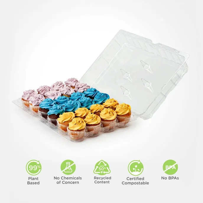 24-Pack 3.5 Classic Cupcake & Muffin Package. Crystal Clear. PLA. 50/Case