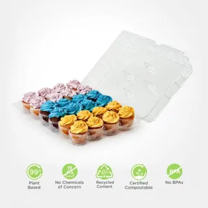24-Pack 3.5 Classic Cupcake & Muffin Package. Crystal Clear. PLA. 50/Case
