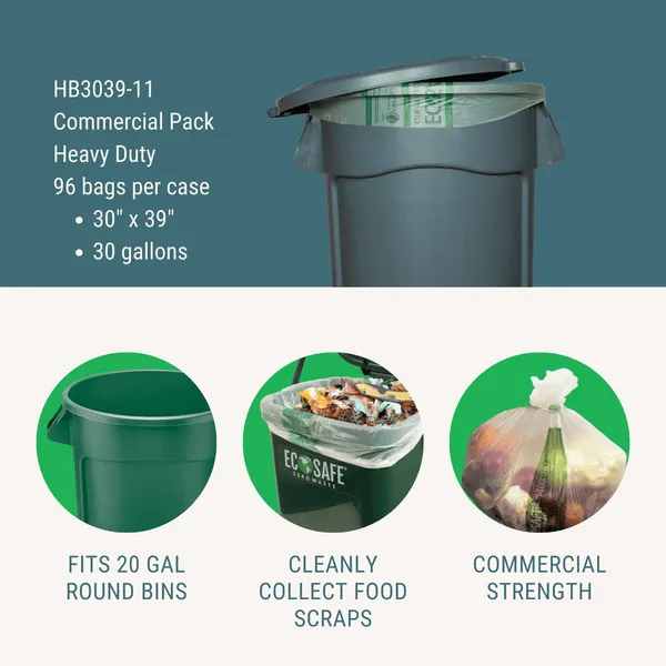 30x39 HEAVY DUTY COMPOSTABLE BIN LINER. 1.1 MIL