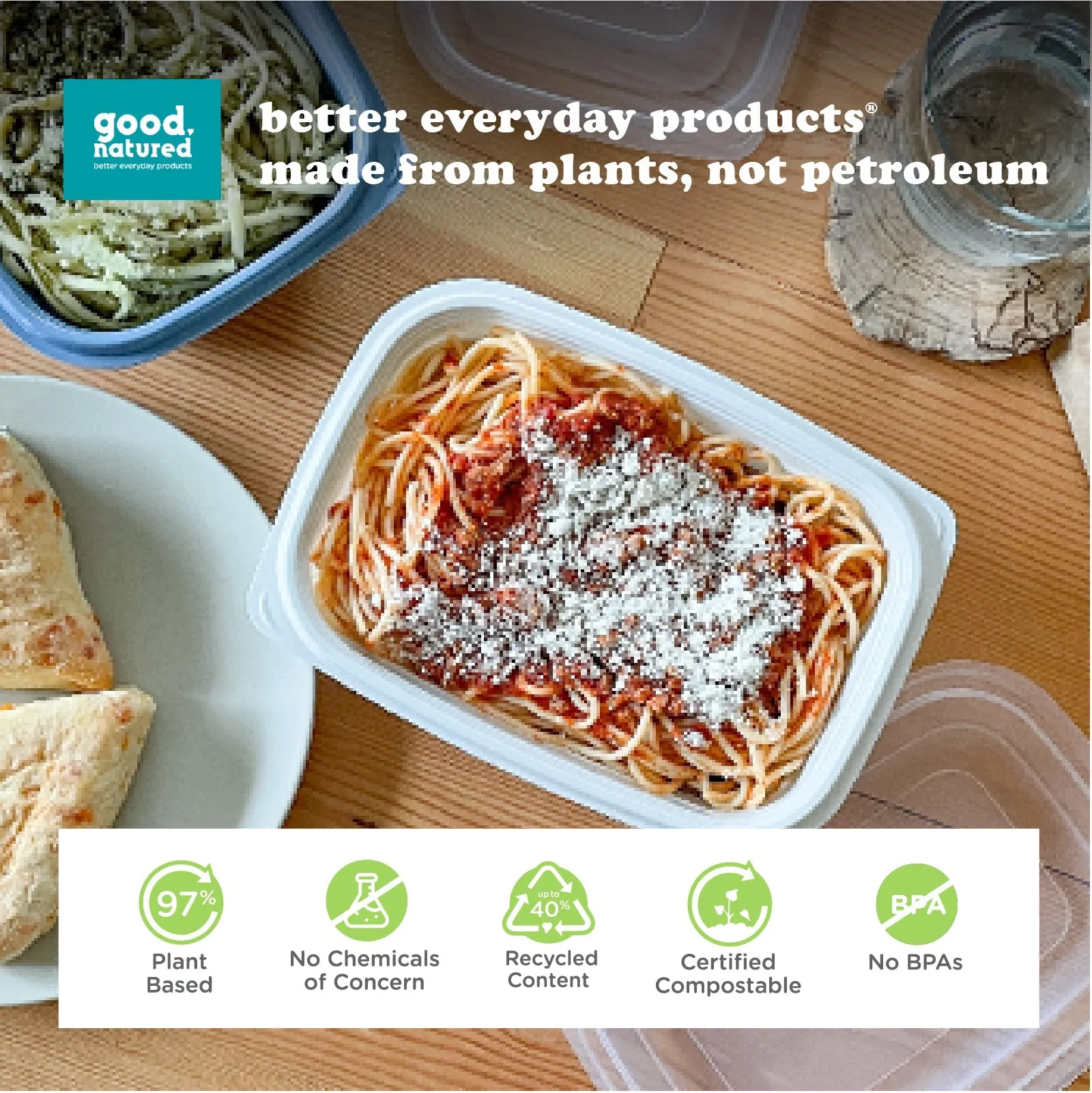 32 oz. GoodToGo Microwavable Container. Stone. CPLA. 450/Case