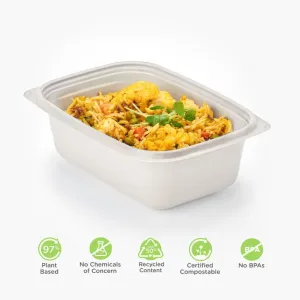 32 oz. GoodToGo Microwavable Container. Stone. CPLA. 450/Case