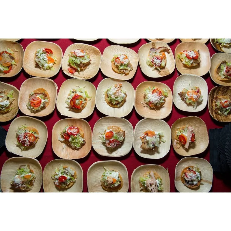 4 X 4 SQUARE PALM LEAF PLATES - 600 Counts