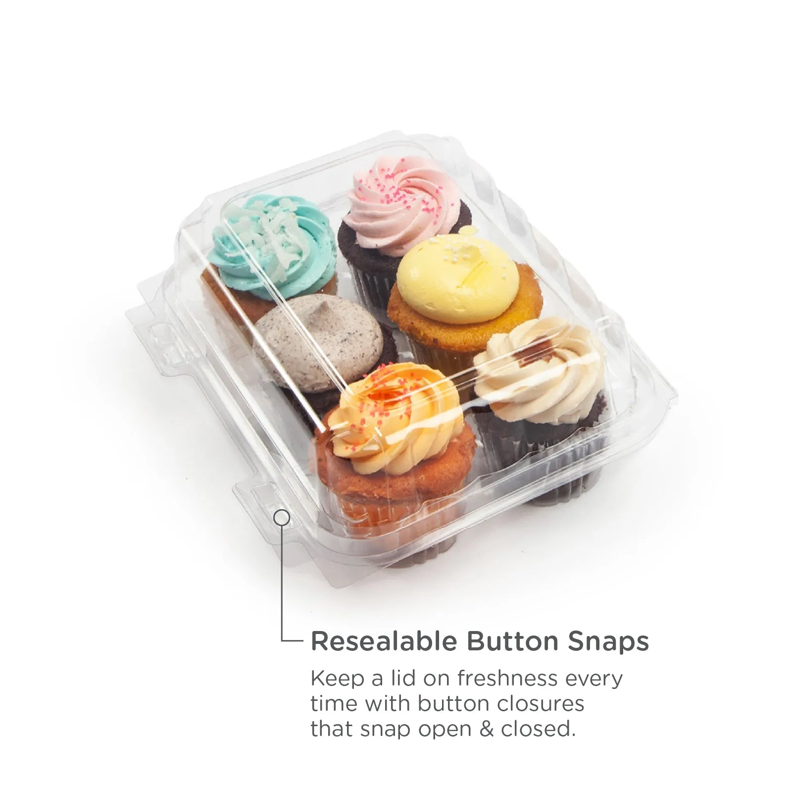 6-pack 2.25 Mini Cupcake & Muffin Package. Crystal Clear. PLA. 250/Case
