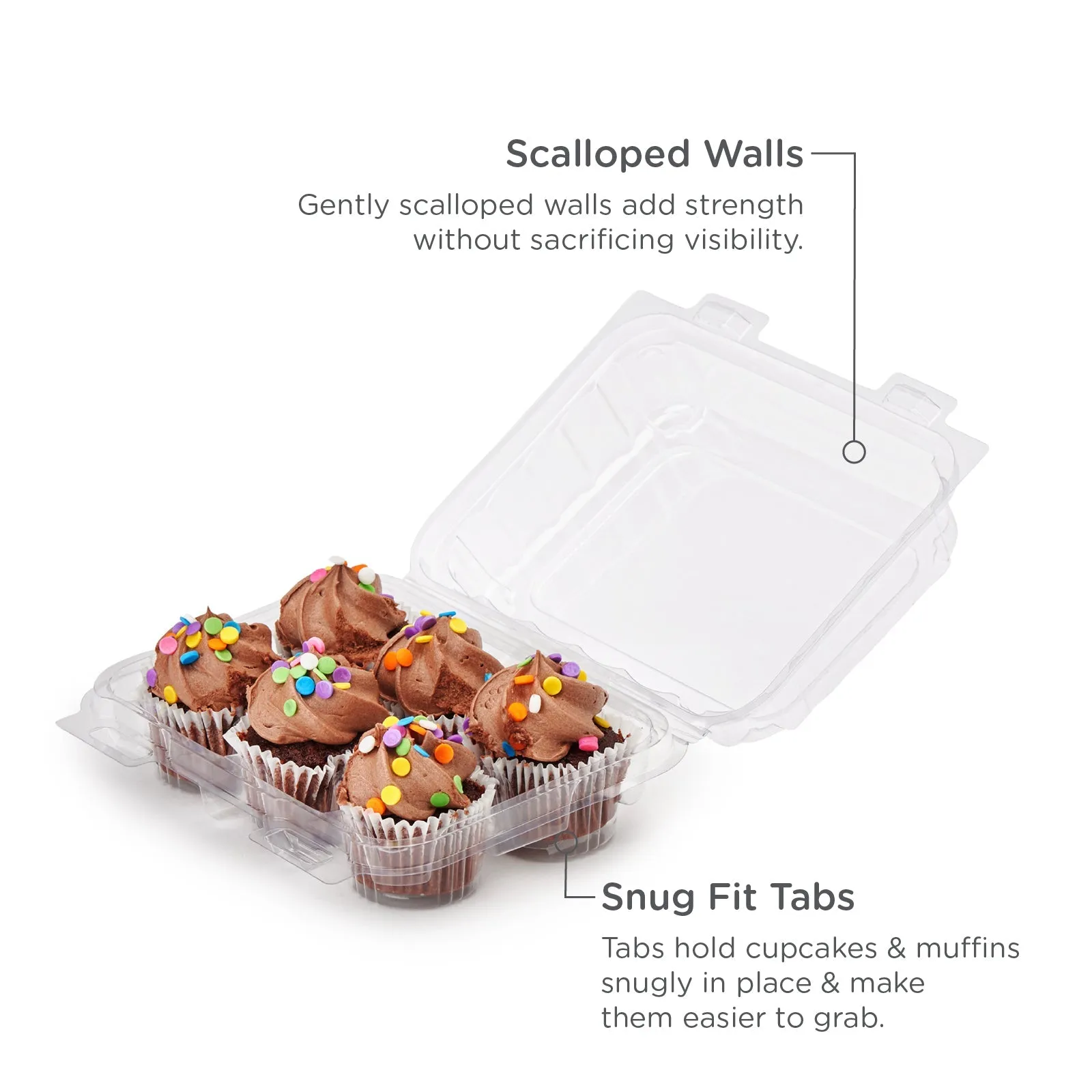 6-pack 2.25 Mini Cupcake & Muffin Package. Crystal Clear. PLA. 250/Case