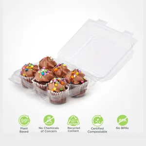 6-pack 2.25 Mini Cupcake & Muffin Package. Crystal Clear. PLA. 250/Case