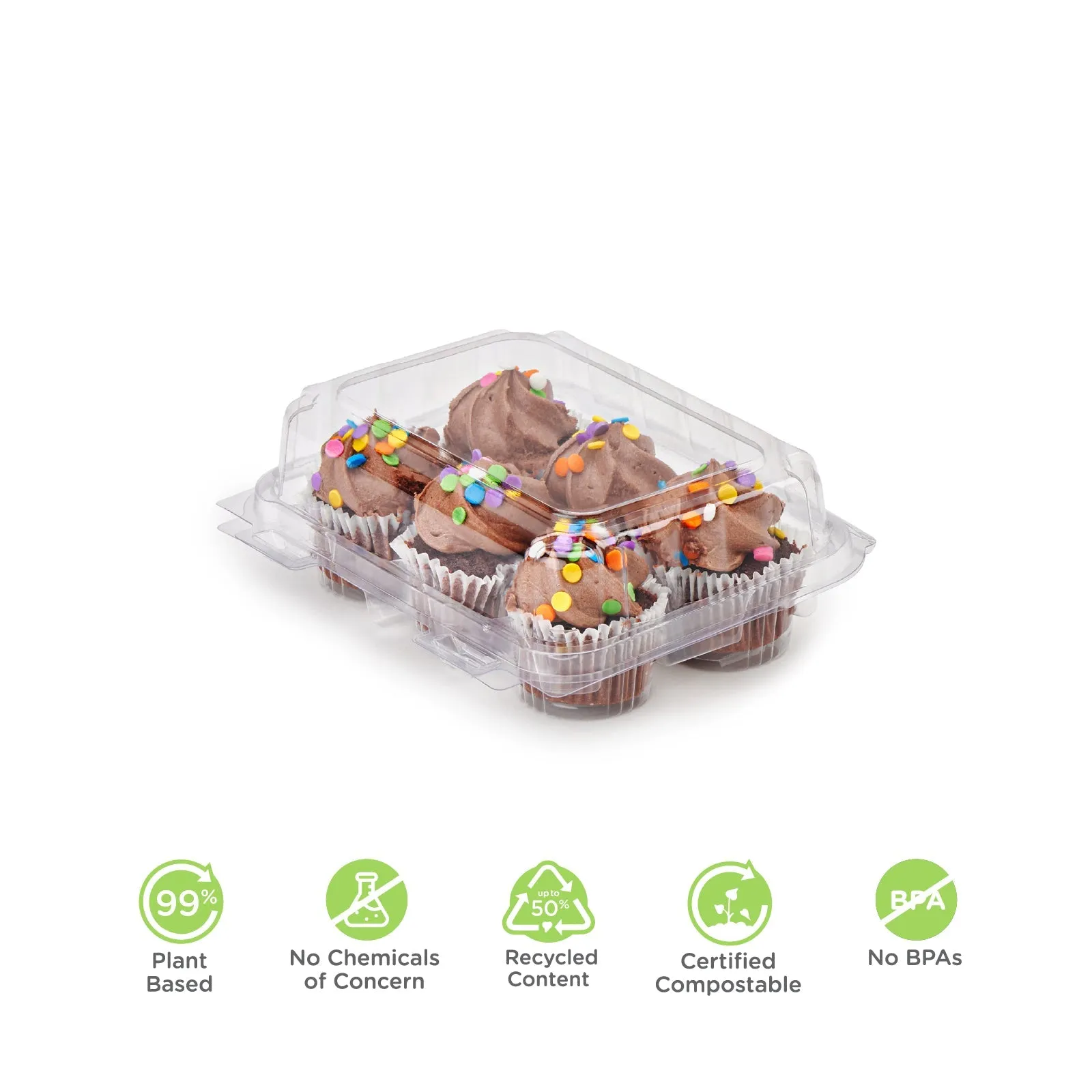 6-pack 2.25 Mini Cupcake & Muffin Package. Crystal Clear. PLA. 250/Case