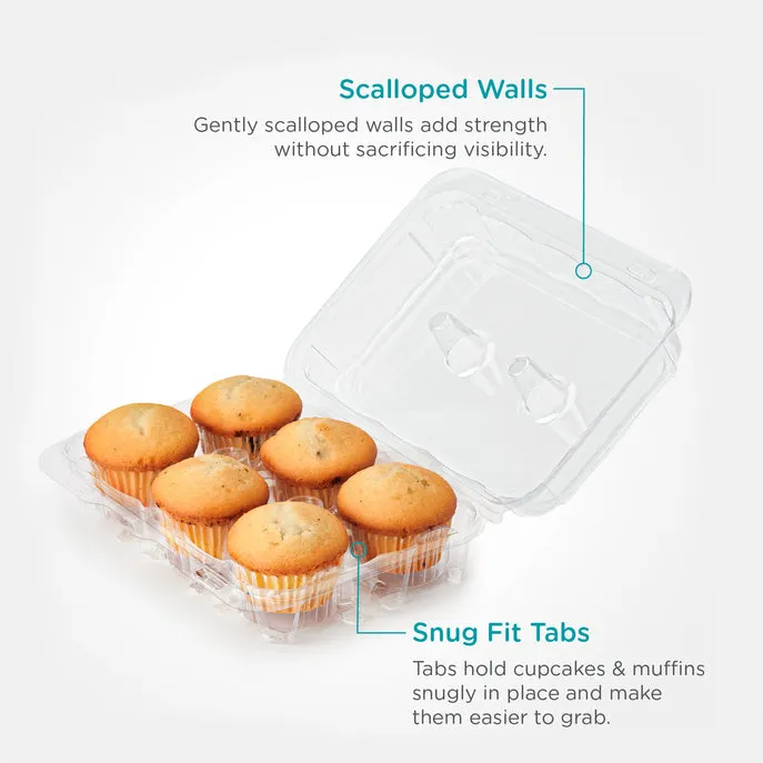6-pack 2.75 Classic Muffin Package. Crystal Clear. PLA. 300/Case