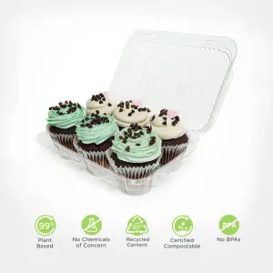6-pack 3.25 Classic Cupcake & Muffin Package. Crystal Clear. PLA. 250/Case
