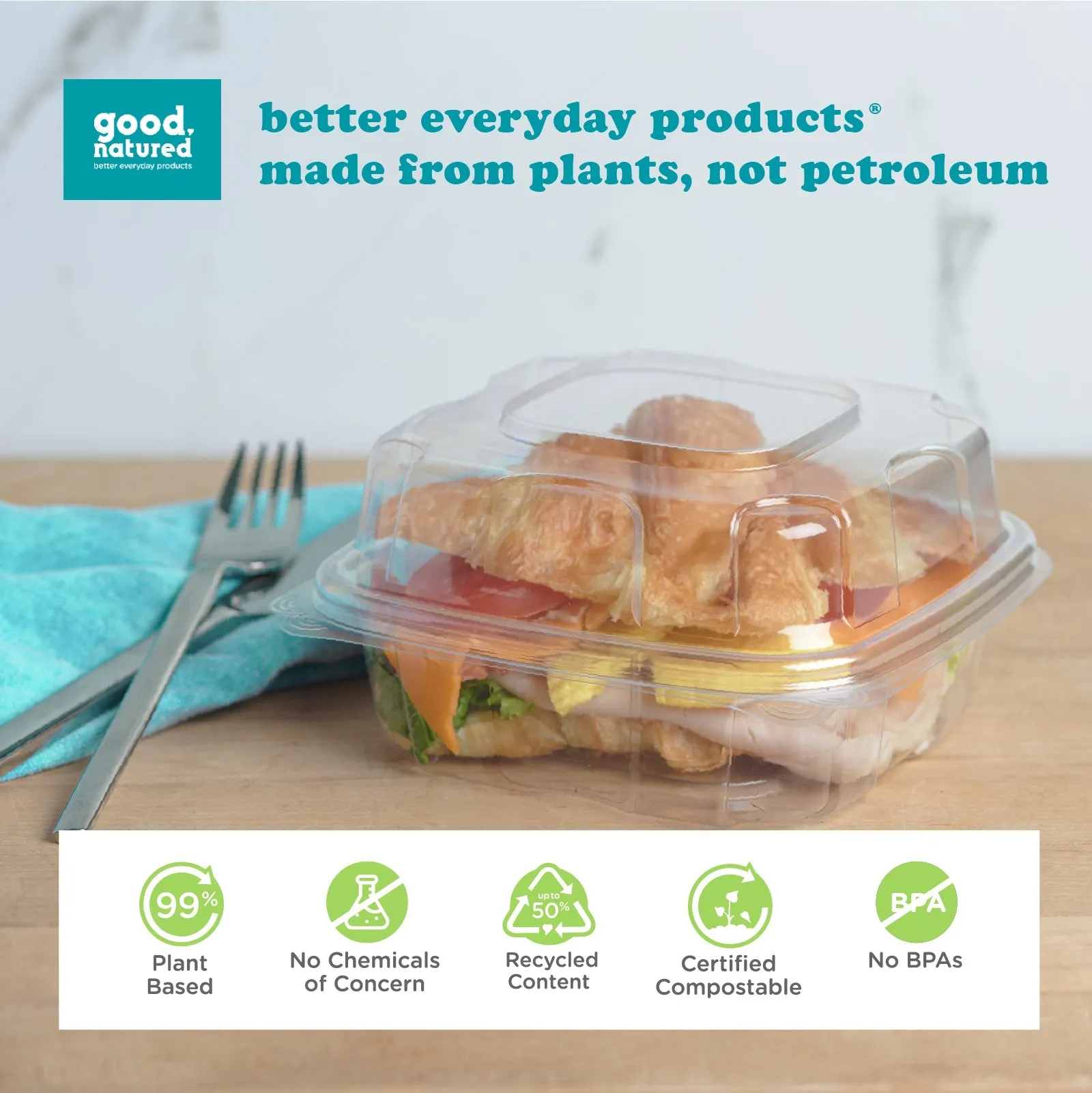 6x6x3 Center Seal Multi-purpose Package. Crystal Clear. PLA. 230/Case