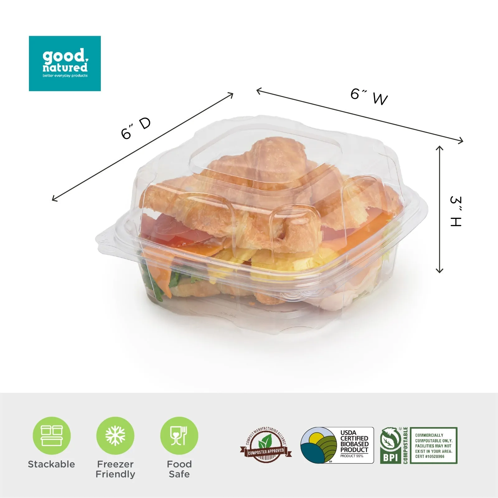6x6x3 Center Seal Multi-purpose Package. Crystal Clear. PLA. 230/Case