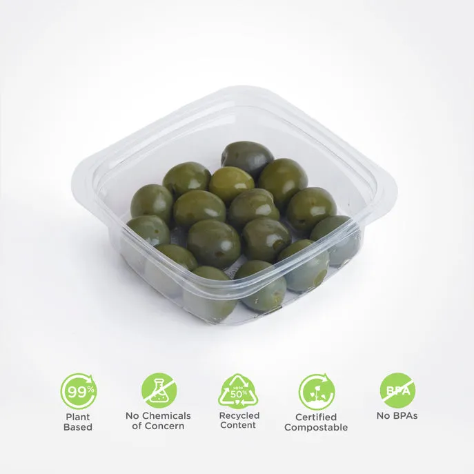8 oz. Deli Container. Crystal Clear. PLA. 675/Case