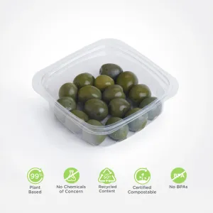 8 oz. Deli Container. Crystal Clear. PLA. 675/Case