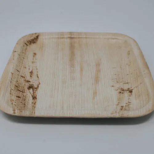 9.5-inch Square Palm Leaf Plate with Round Edges. 200 Count