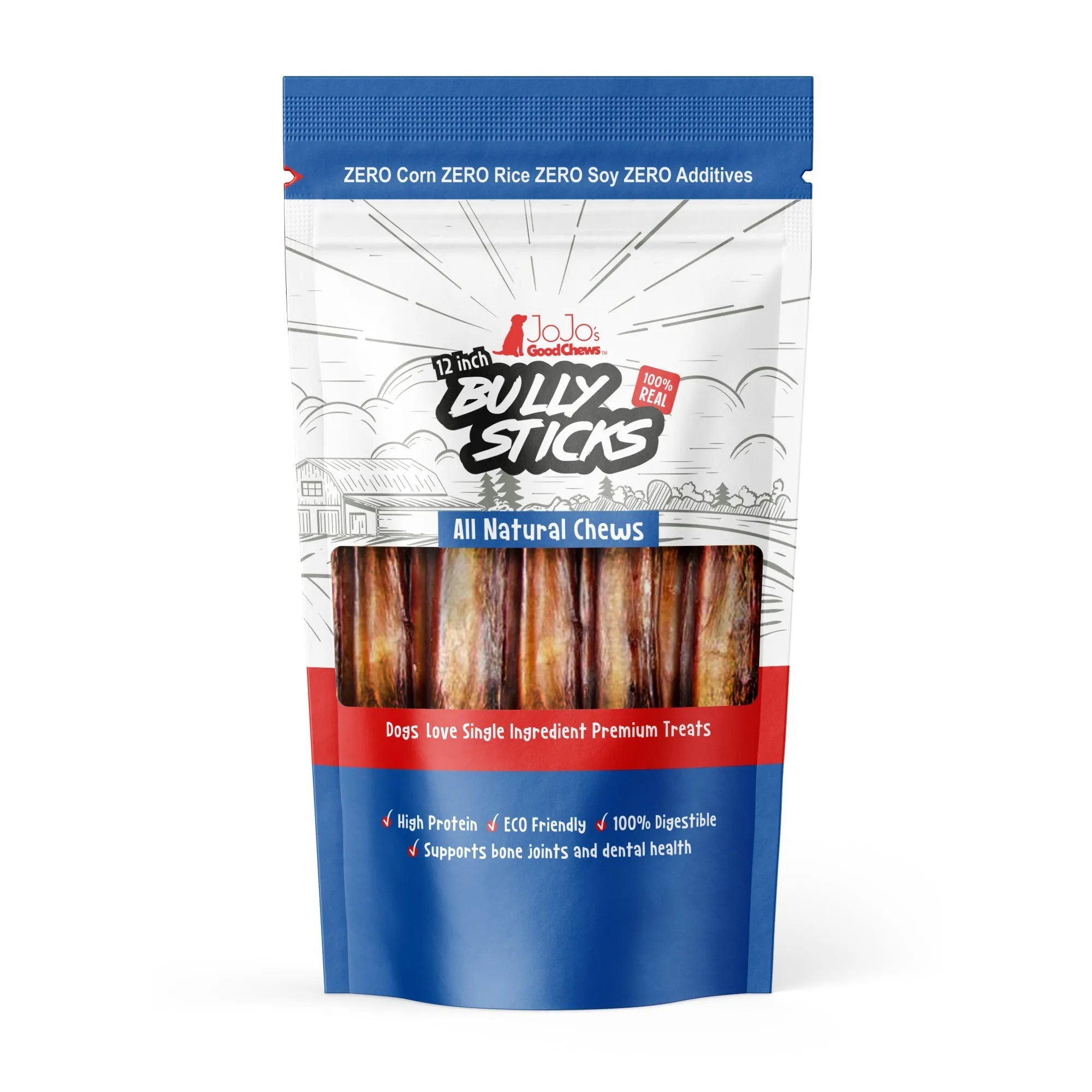 All-Natural Beef Bully Stick Dog Treats - 12 Jumbo (2-Pack) by American Pet Supplies