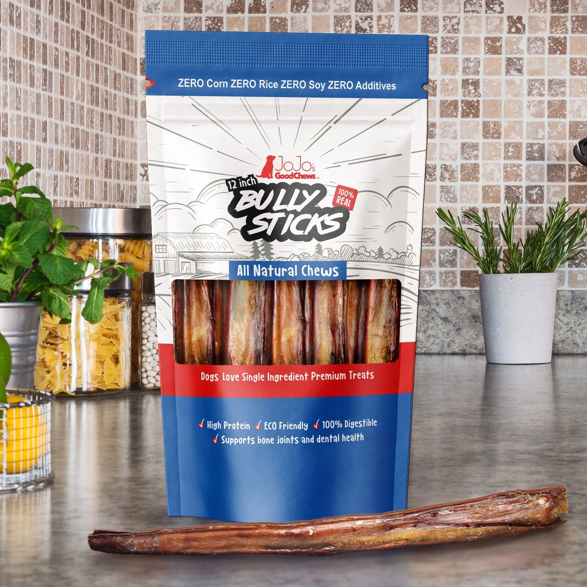 All-Natural Beef Bully Stick Dog Treats - 12 Jumbo (2-Pack) by American Pet Supplies