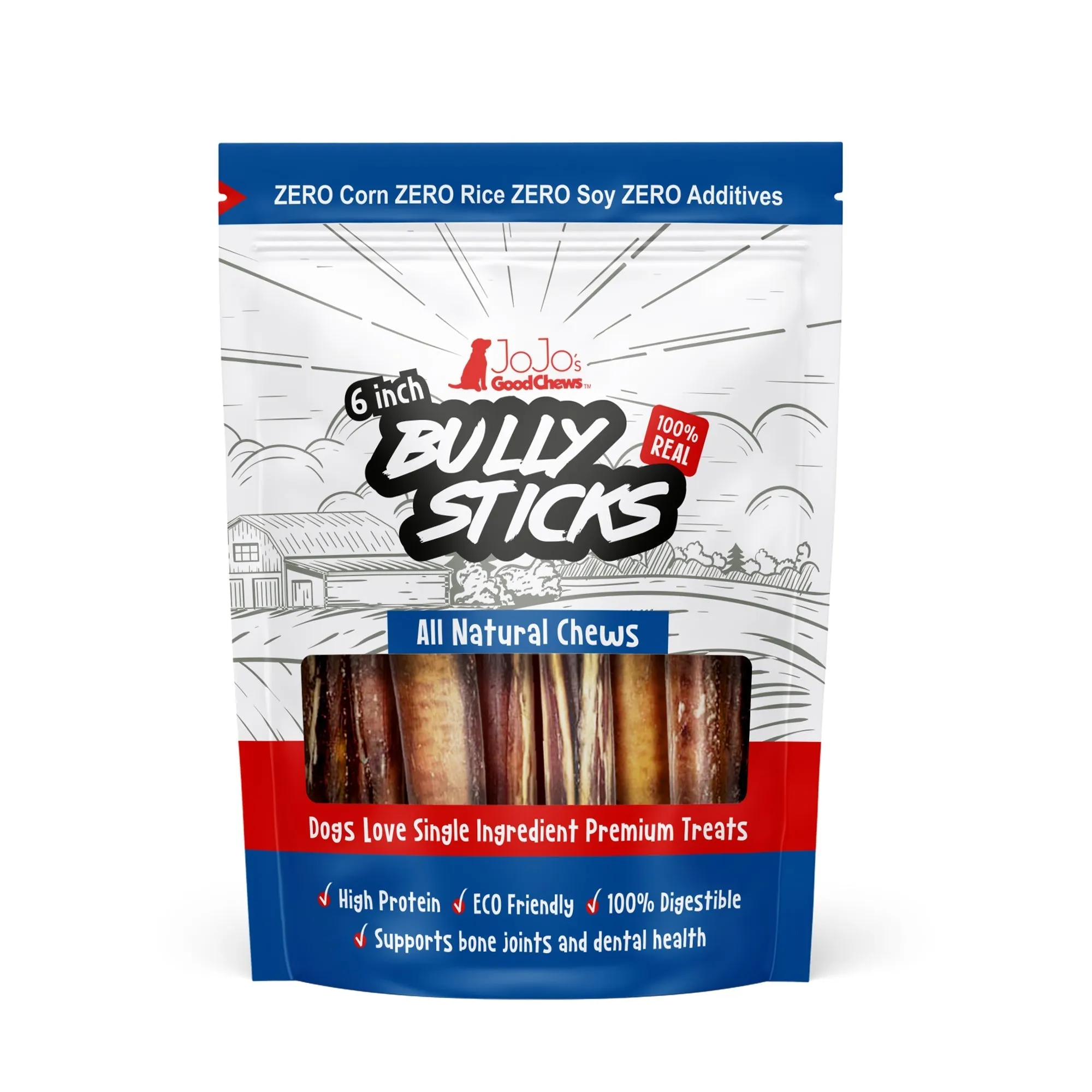 All-Natural Beef Bully Stick Dog Treats - 6 Thick (3-Pack) by American Pet Supplies