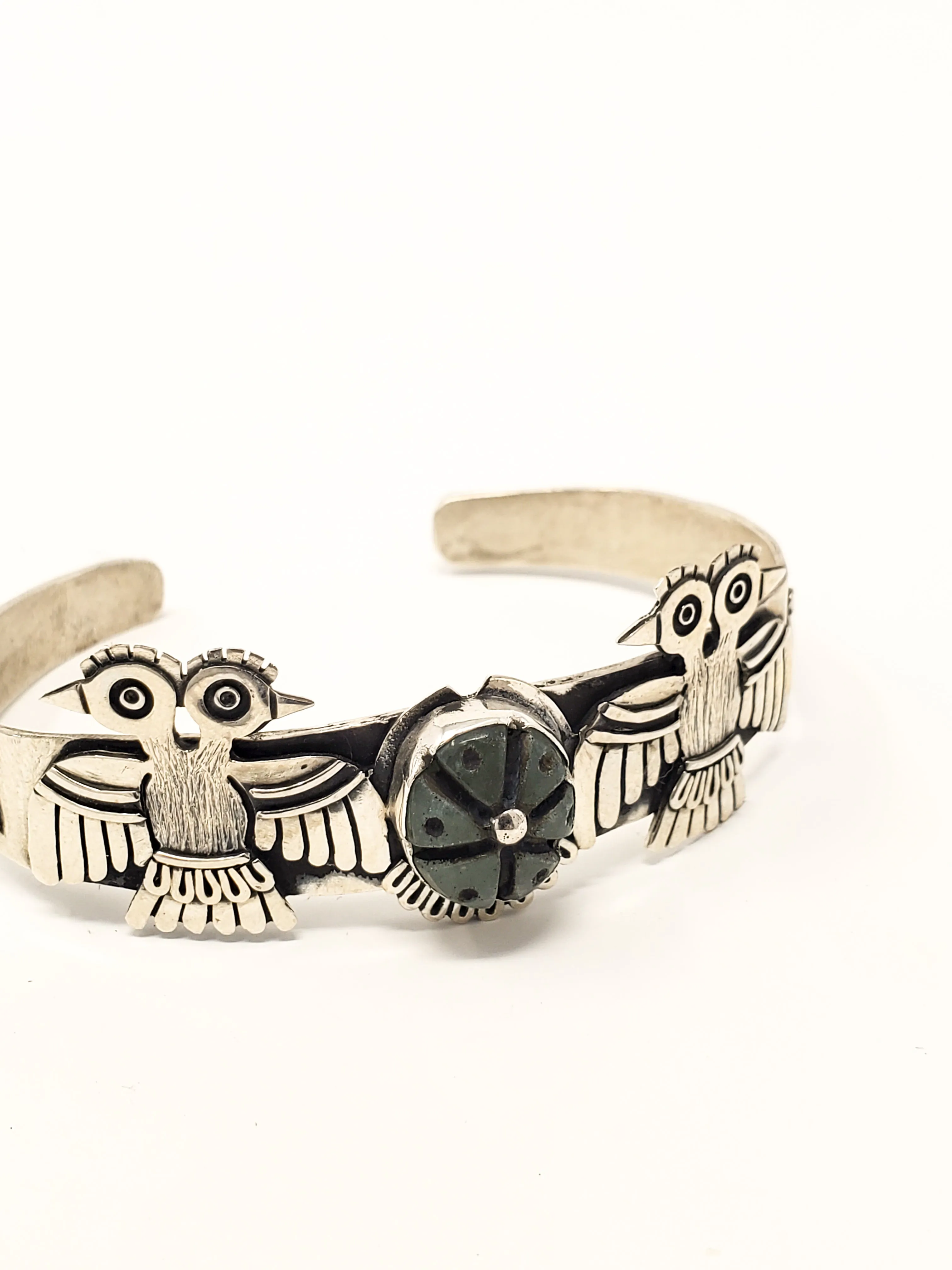 Aztec Eagles Peyote Silver Bracelet