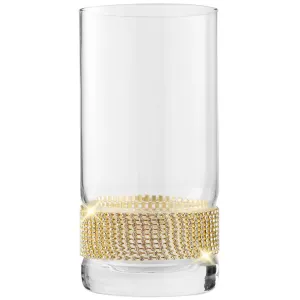 Berkware Luxurious Highball Cocktail Glasses - Sparkling Rhinestone Diamond Studded  Collins Glass - 16oz. Set of 6