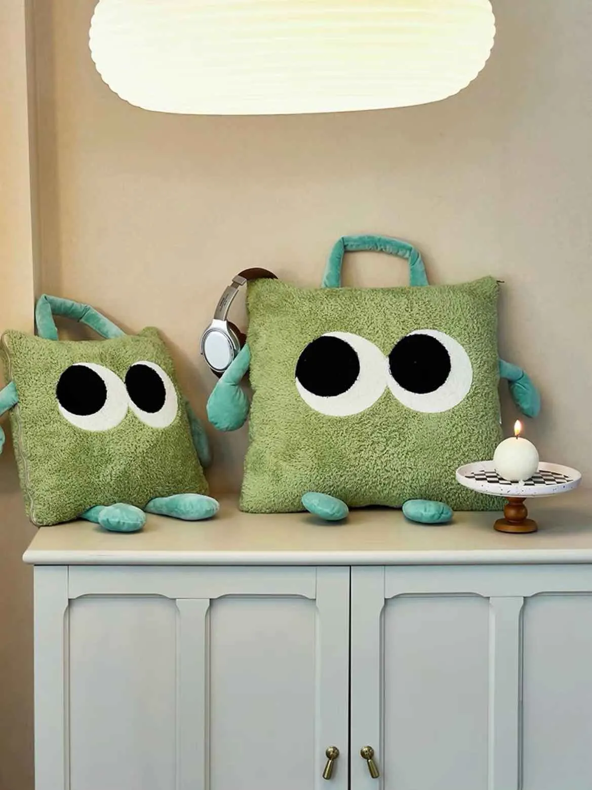 Big Eyes 2-in-1 Convertible Throw Pillow Blanket. Cute Whimsical Soft Cushion