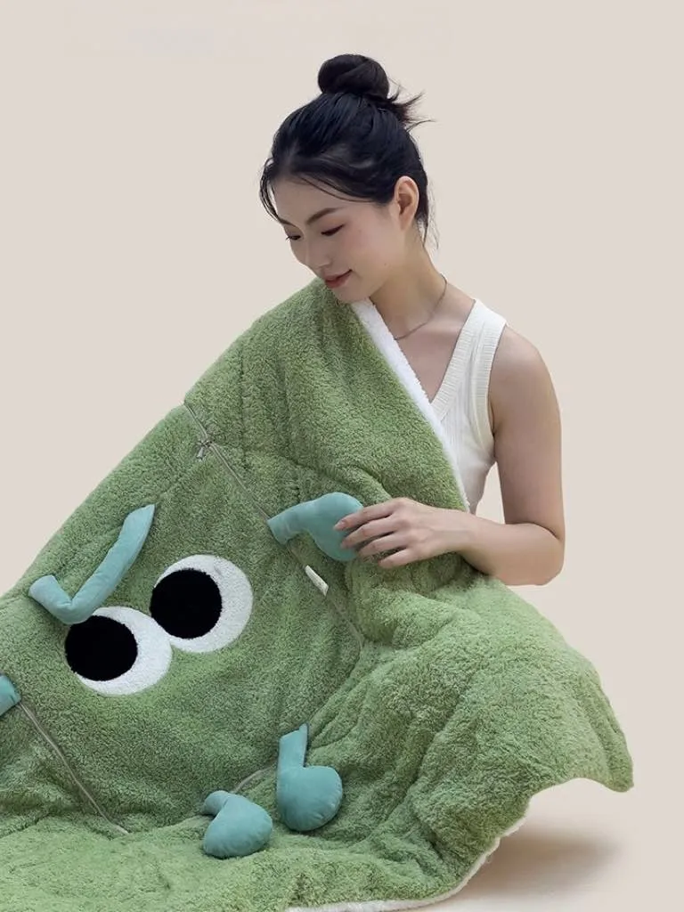Big Eyes 2-in-1 Convertible Throw Pillow Blanket. Cute Whimsical Soft Cushion