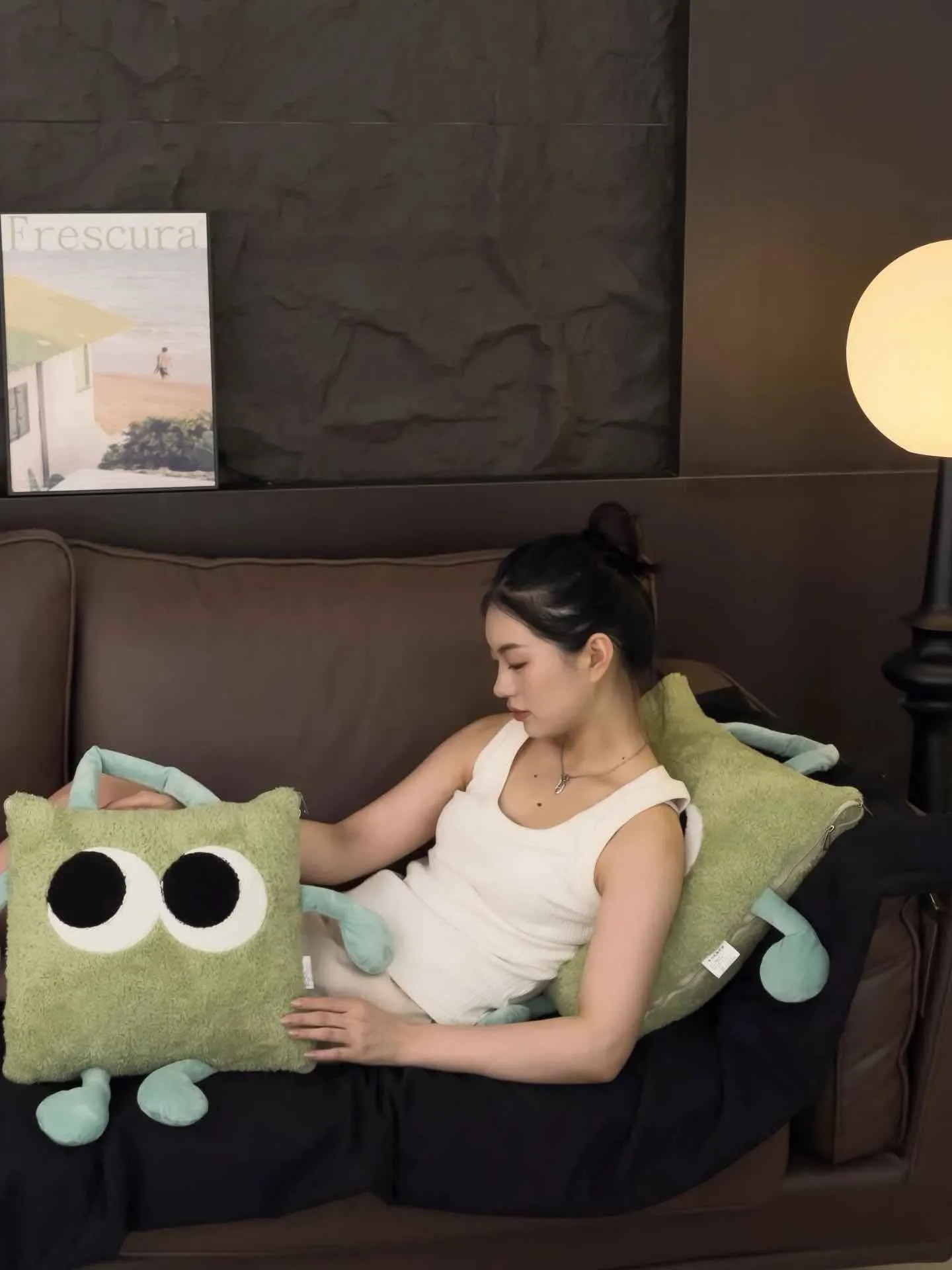 Big Eyes 2-in-1 Convertible Throw Pillow Blanket. Cute Whimsical Soft Cushion