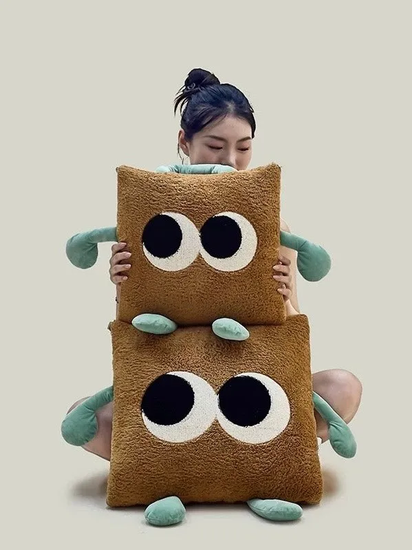 Big Eyes 2-in-1 Convertible Throw Pillow Blanket. Cute Whimsical Soft Cushion