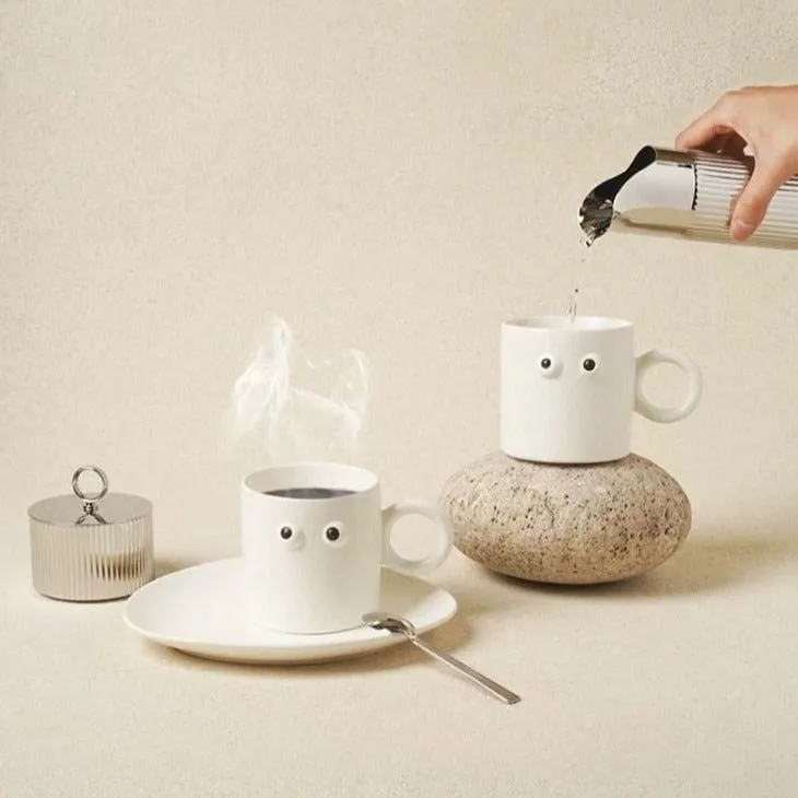 Big Eyes Handmade Ceramic Coffee Mug - Unique. Cute. and Funny