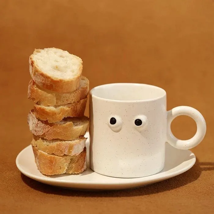 Big Eyes Handmade Ceramic Coffee Mug - Unique. Cute. and Funny