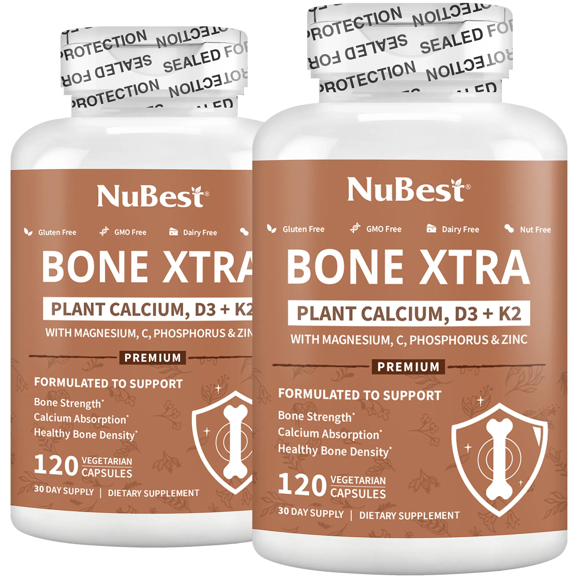 Bone Xtra. Plant-Based Formula for Teens & Adults. 120 Vegan Capsules by NuBest Nutrition