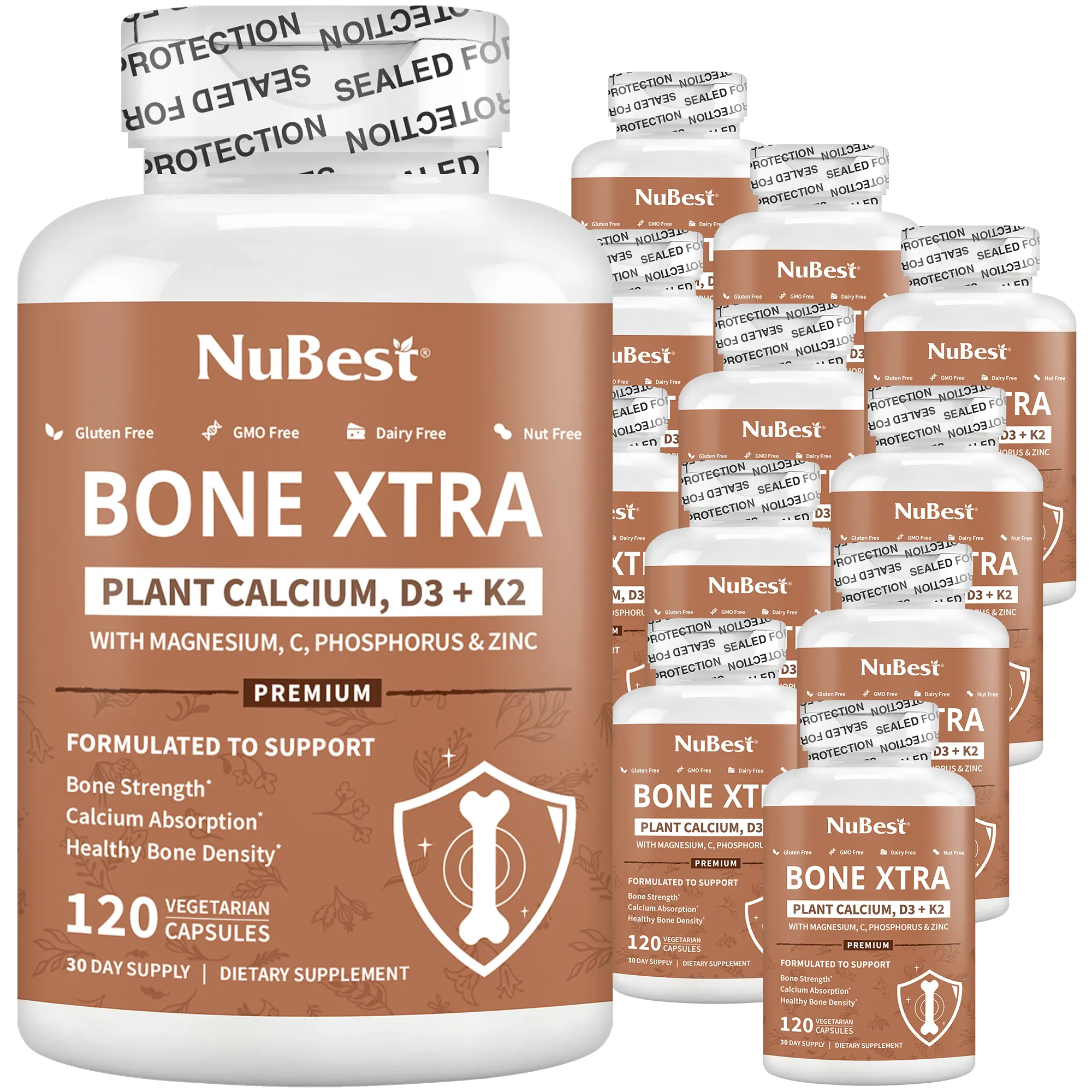Bone Xtra. Plant-Based Formula for Teens & Adults. 120 Vegan Capsules by NuBest Nutrition