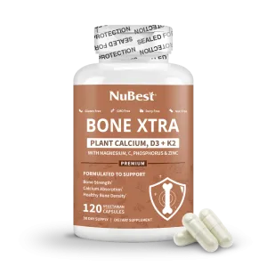 Bone Xtra. Plant-Based Formula for Teens & Adults. 120 Vegan Capsules by NuBest Nutrition