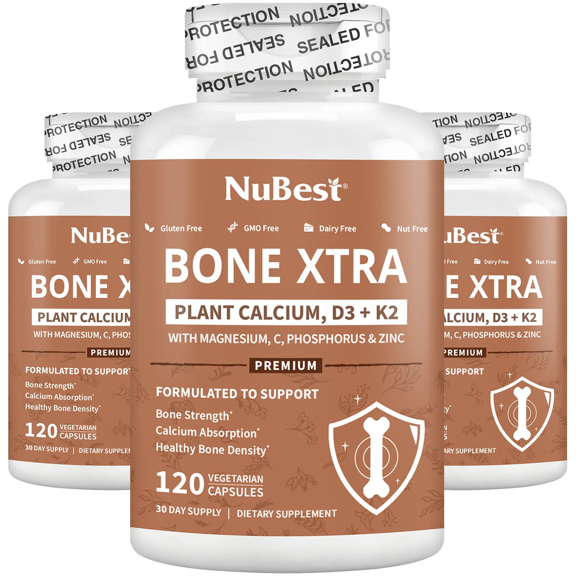 Bone Xtra. Plant-Based Formula for Teens & Adults. 120 Vegan Capsules by NuBest Nutrition