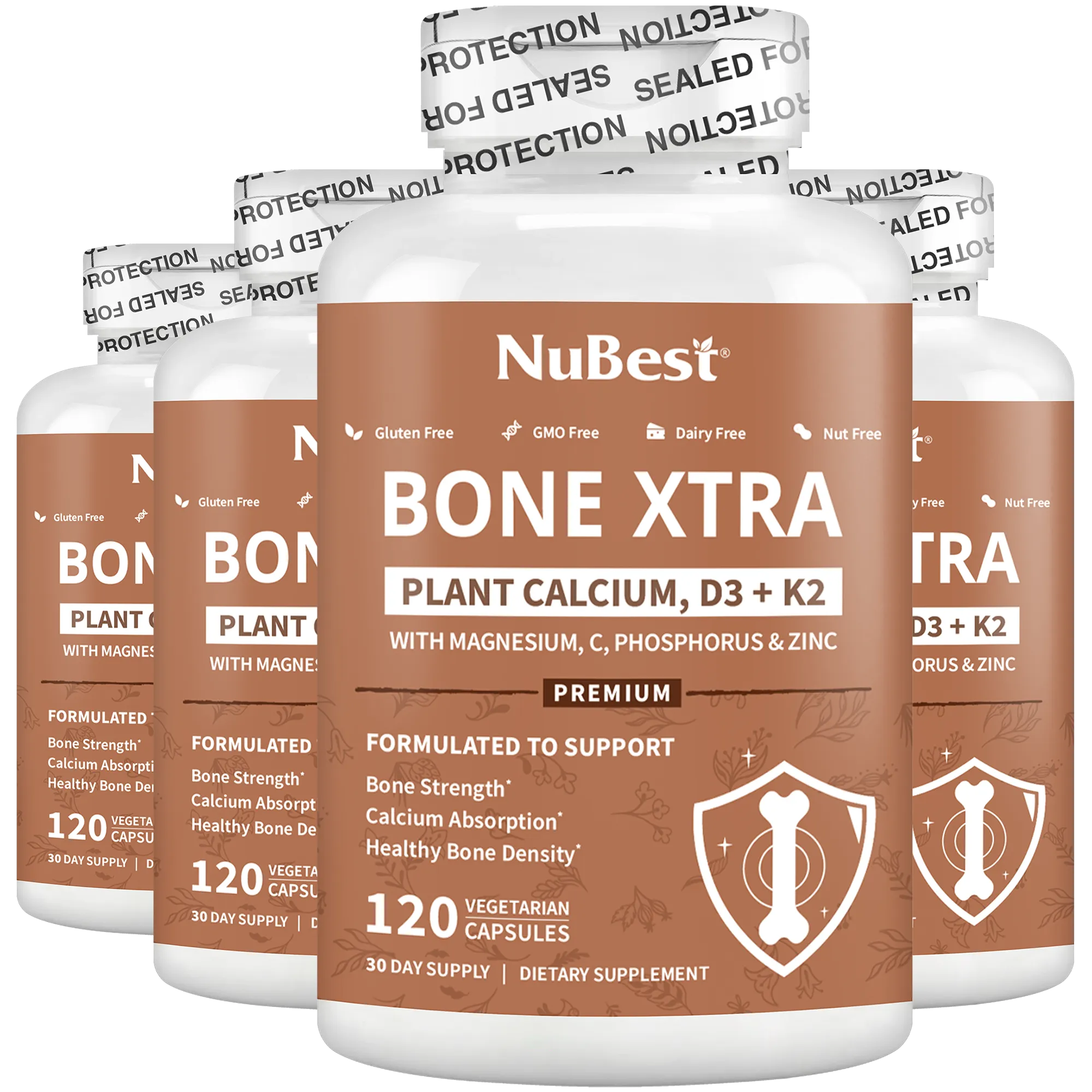Bone Xtra. Plant-Based Formula for Teens & Adults. 120 Vegan Capsules by NuBest Nutrition