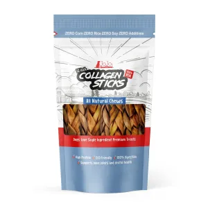 Braided Collagen Stick Dog Treats - 12 Thick (4-Pack) by American Pet Supplies