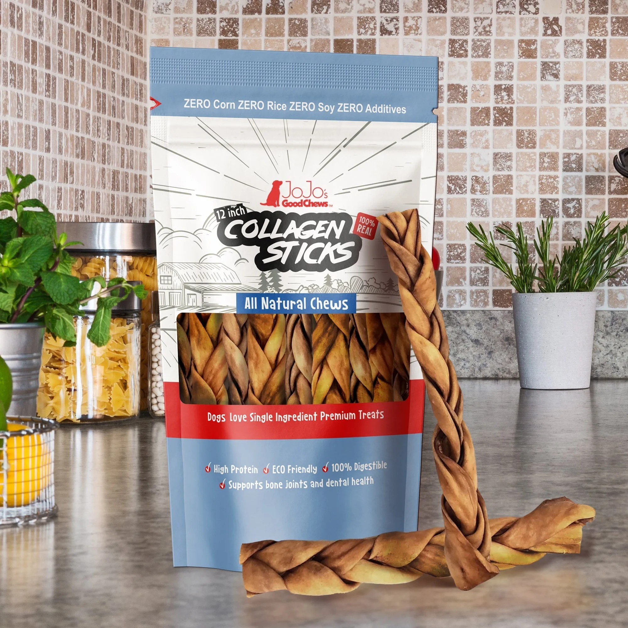 Braided Collagen Stick Dog Treats - 12 Thick (4-Pack) by American Pet Supplies