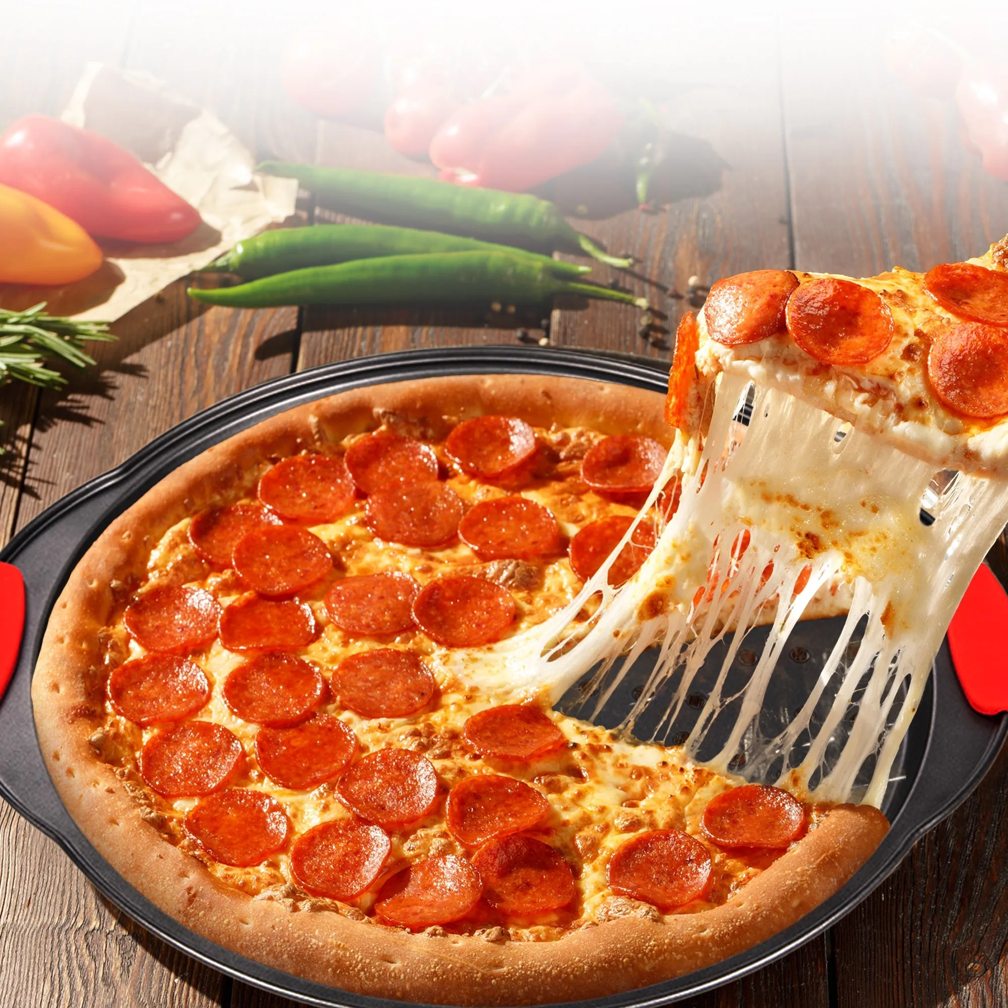 Cheer Collection 13-Inch Premium Nonstick Pizza Pan  Effortless Crisp Crust Perfection