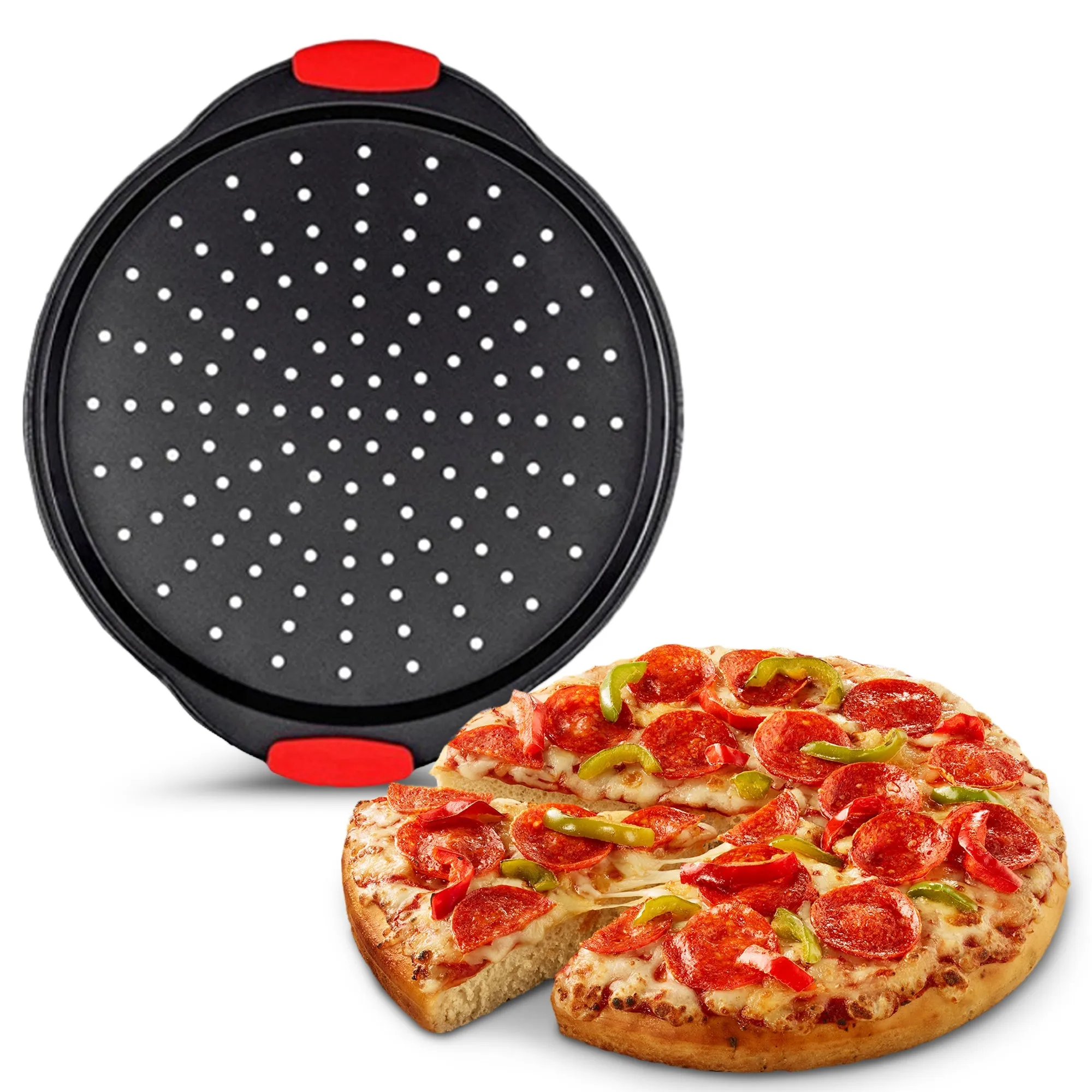 Cheer Collection 13-Inch Premium Nonstick Pizza Pan  Effortless Crisp Crust Perfection