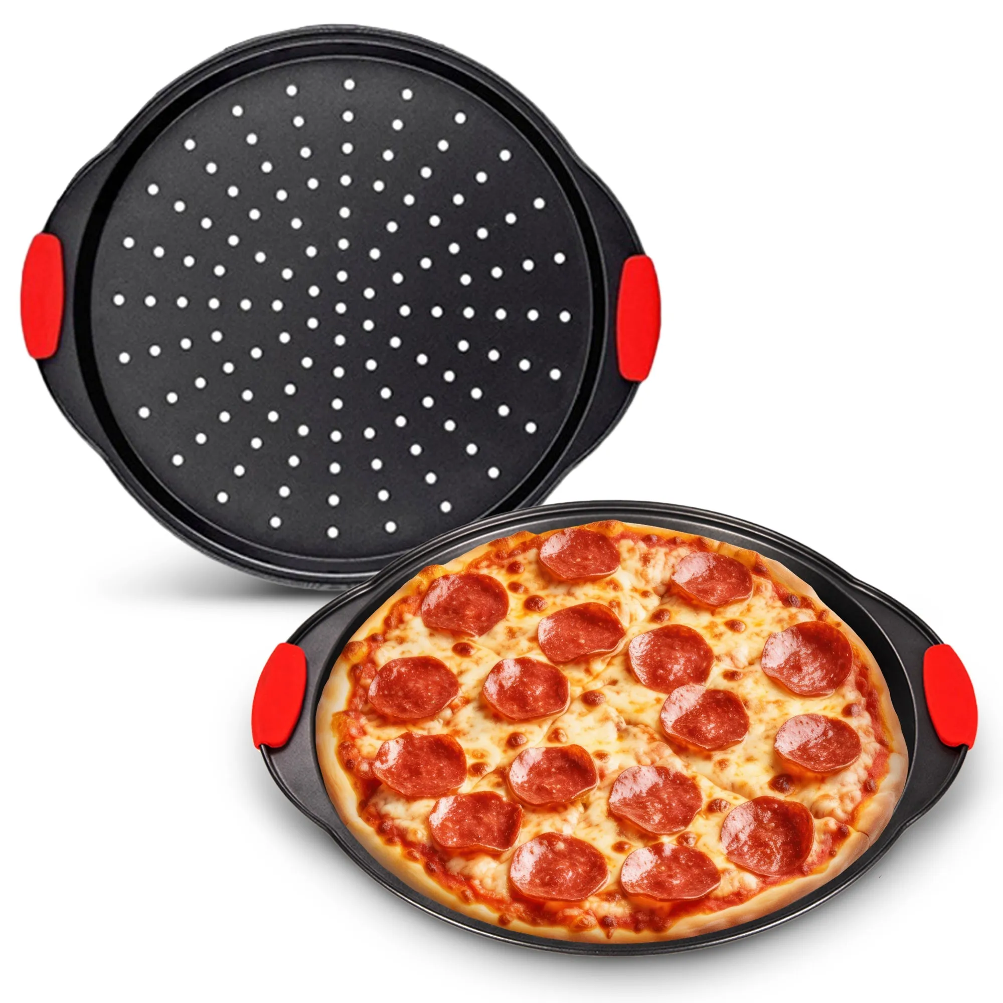 Cheer Collection 13-Inch Premium Nonstick Pizza Pan  Effortless Crisp Crust Perfection