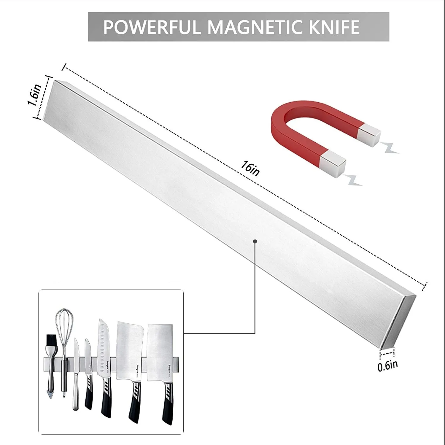 Cheer Collection 16 Stainless Steel Magnetic Knife Holder