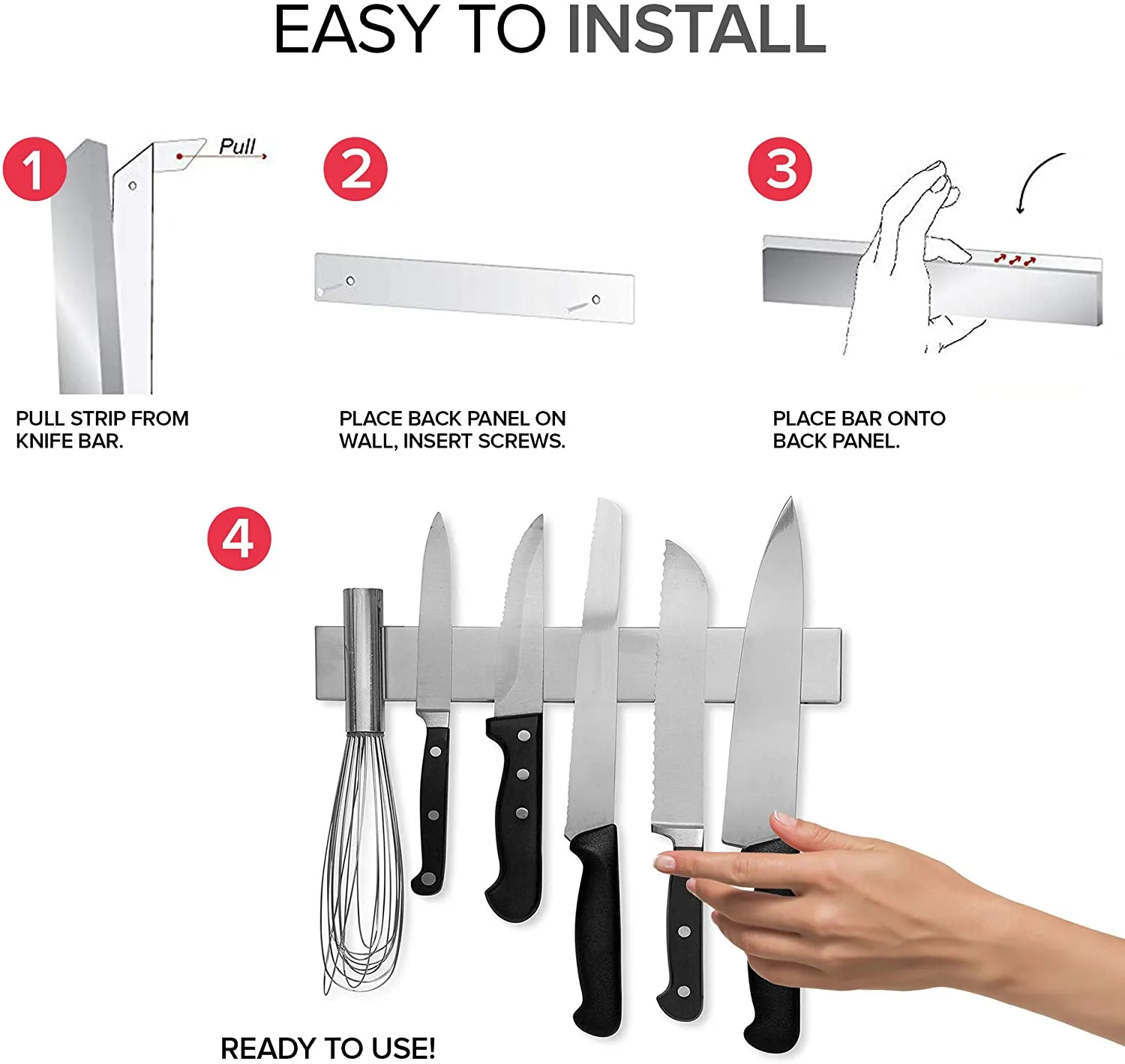 Cheer Collection 16 Stainless Steel Magnetic Knife Holder