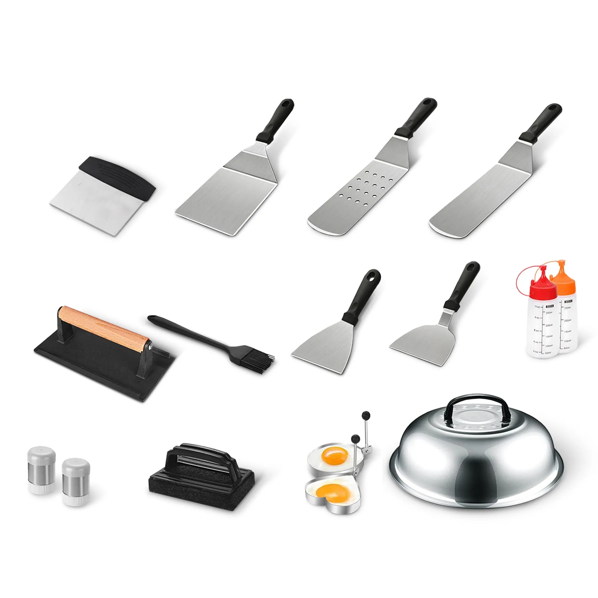 Cheer Collection 18-Piece Griddle Set  Stainless Steel BBQ Grill Tools